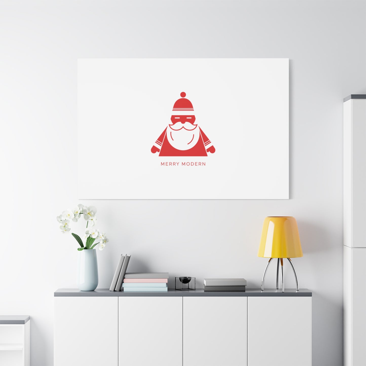 Minimal Santa Graphic Canvas | Modern Santa Graphic, Geometric Christmas Art