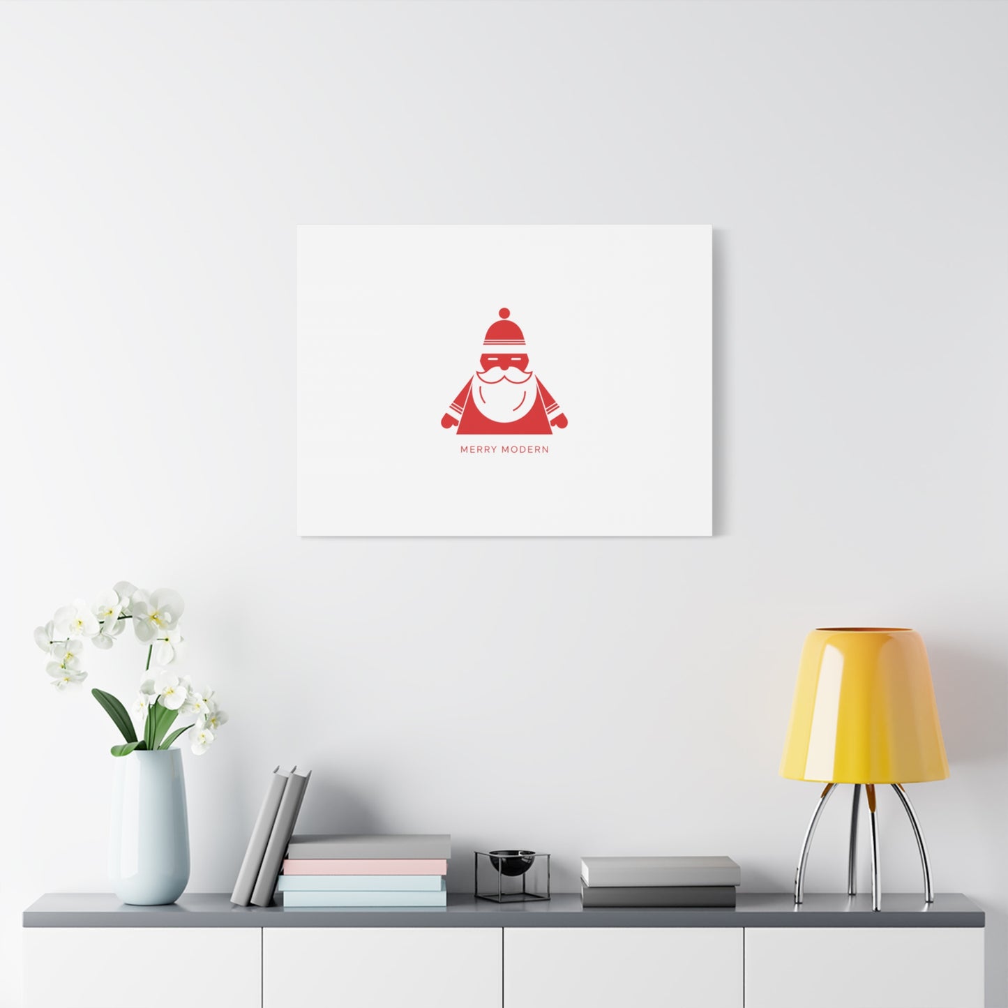 Minimal Santa Graphic Canvas | Modern Santa Graphic, Geometric Christmas Art