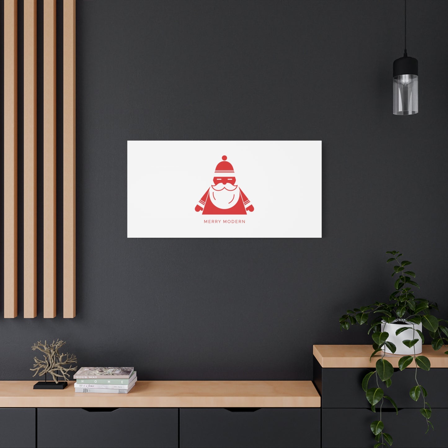 Minimal Santa Graphic Canvas | Modern Santa Graphic, Geometric Christmas Art