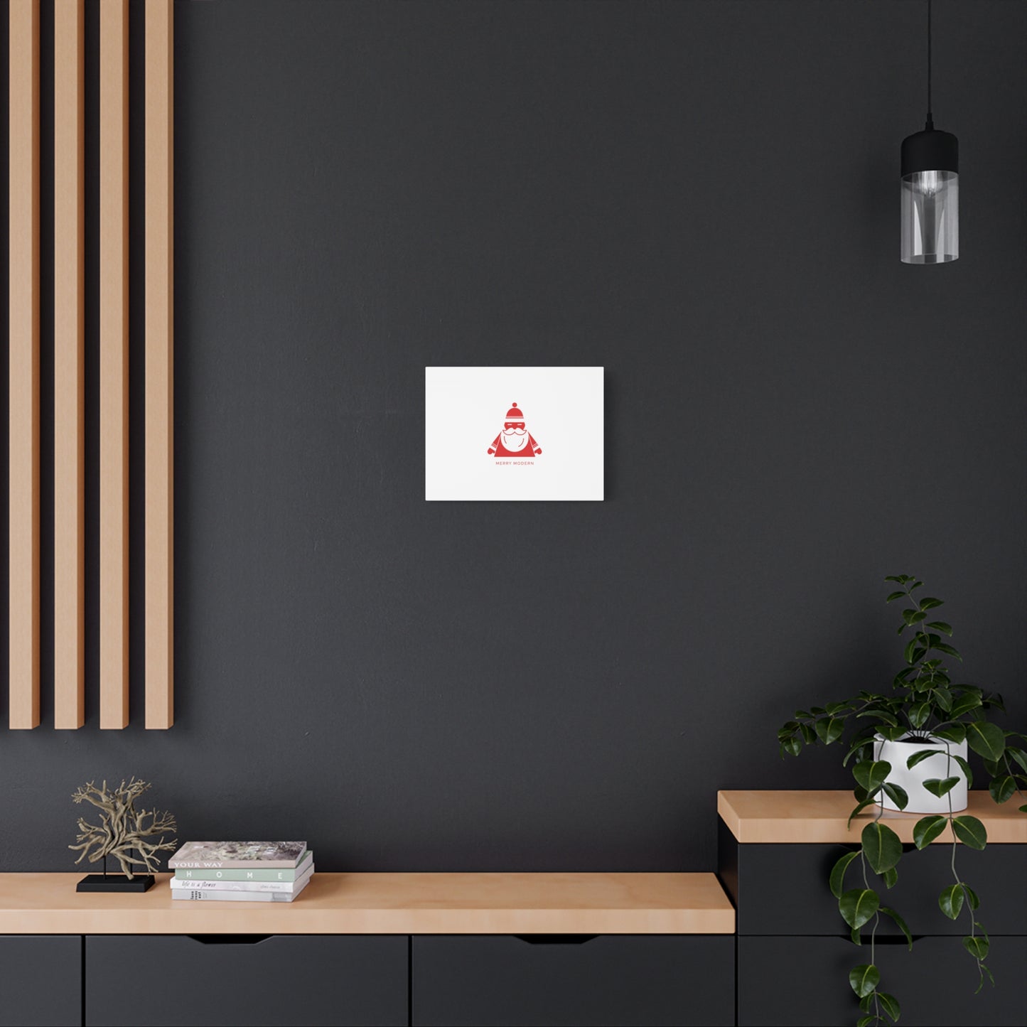 Minimal Santa Graphic Canvas | Modern Santa Graphic, Geometric Christmas Art