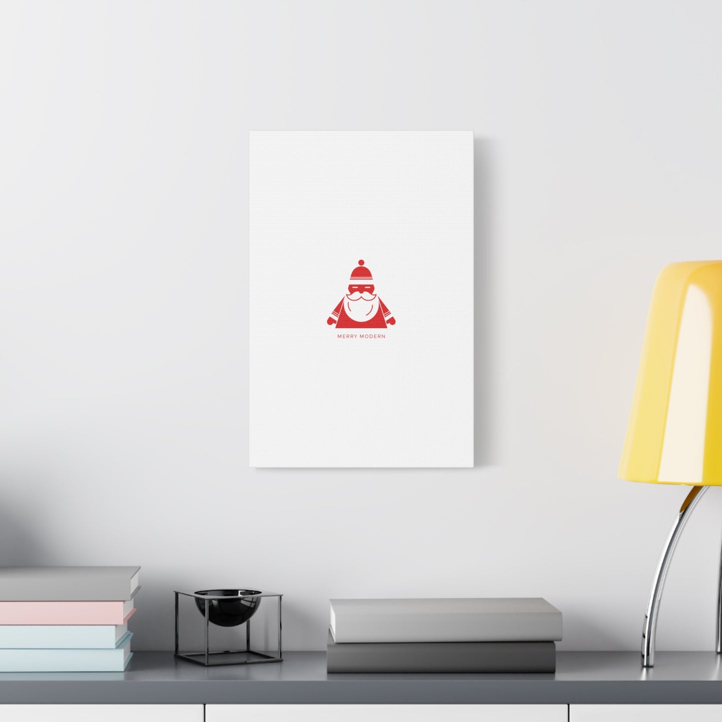 Minimal Santa Graphic Canvas | Modern Santa Graphic, Geometric Christmas Art