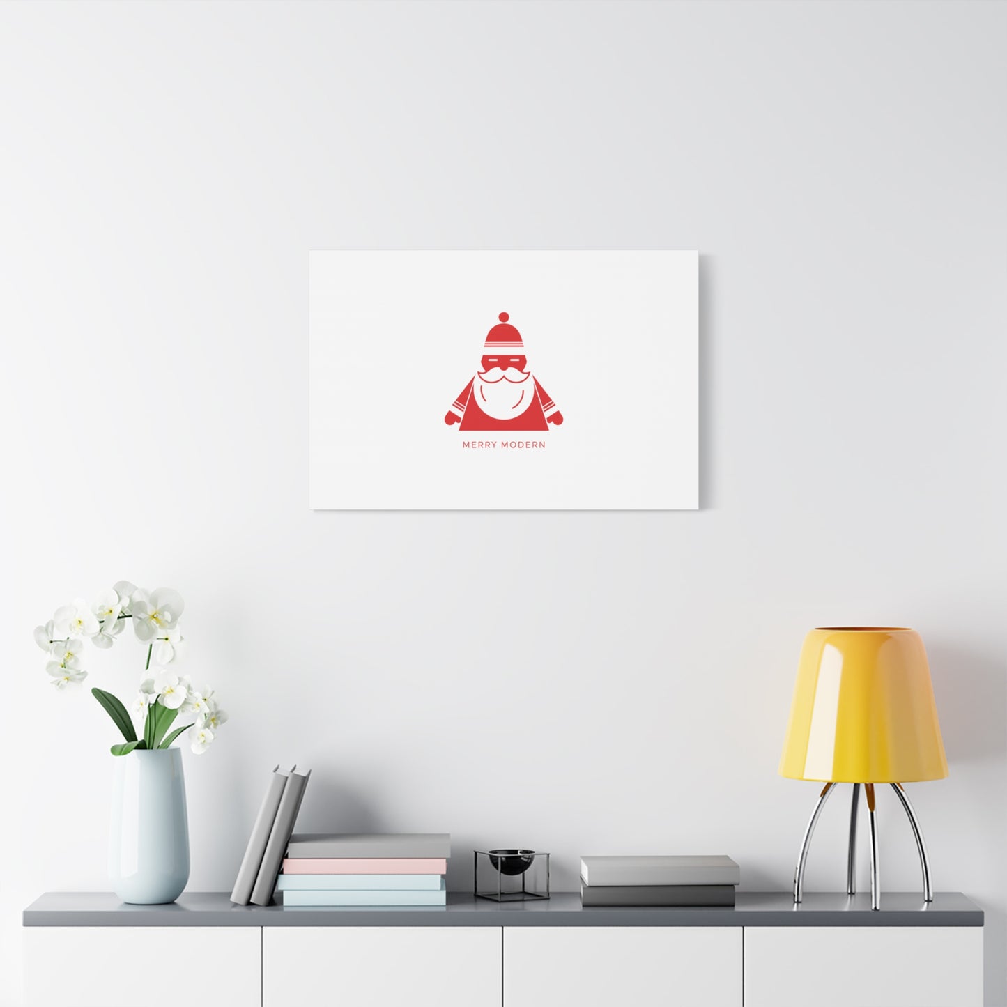 Minimal Santa Graphic Canvas | Modern Santa Graphic, Geometric Christmas Art