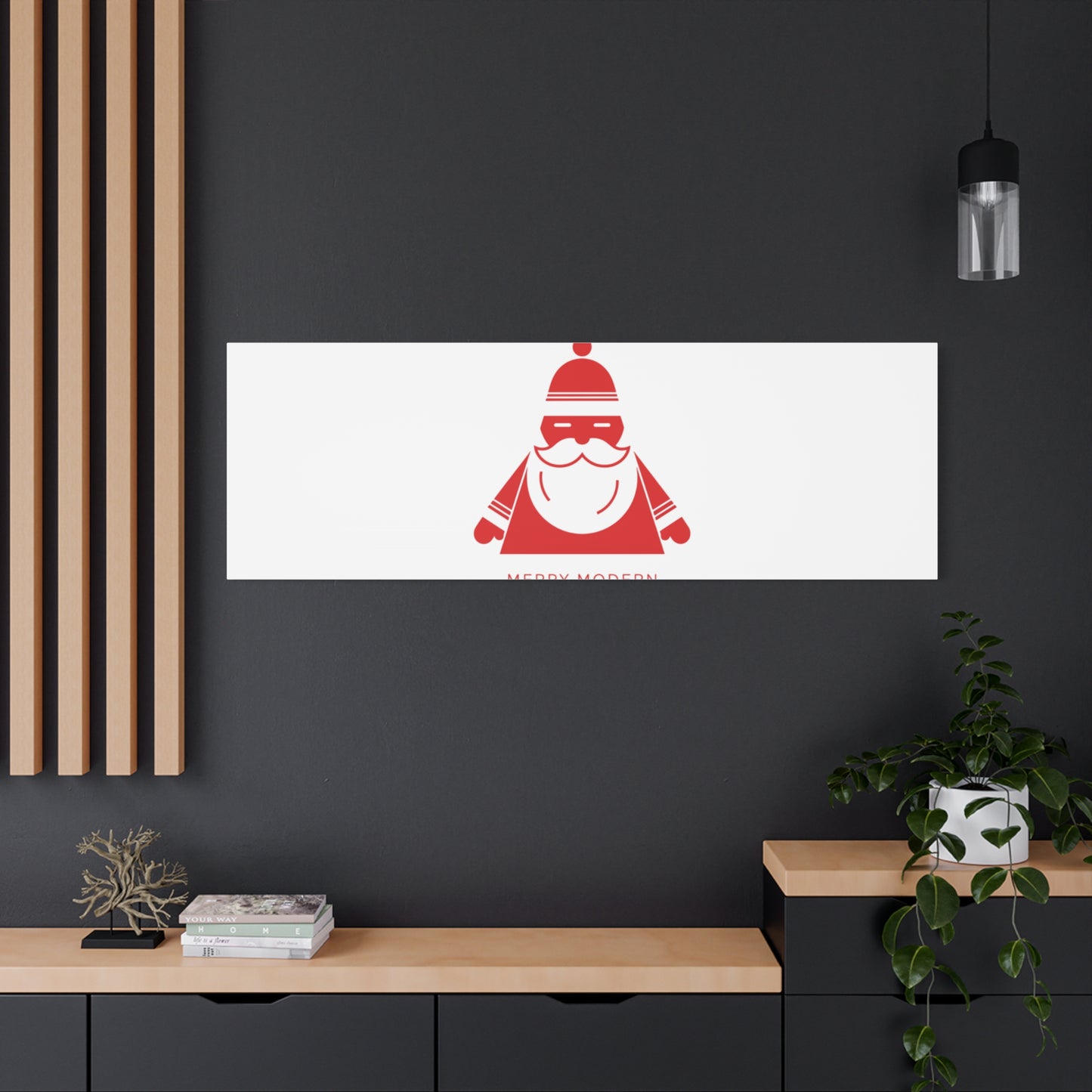 Minimal Santa Graphic Canvas | Modern Santa Graphic, Geometric Christmas Art