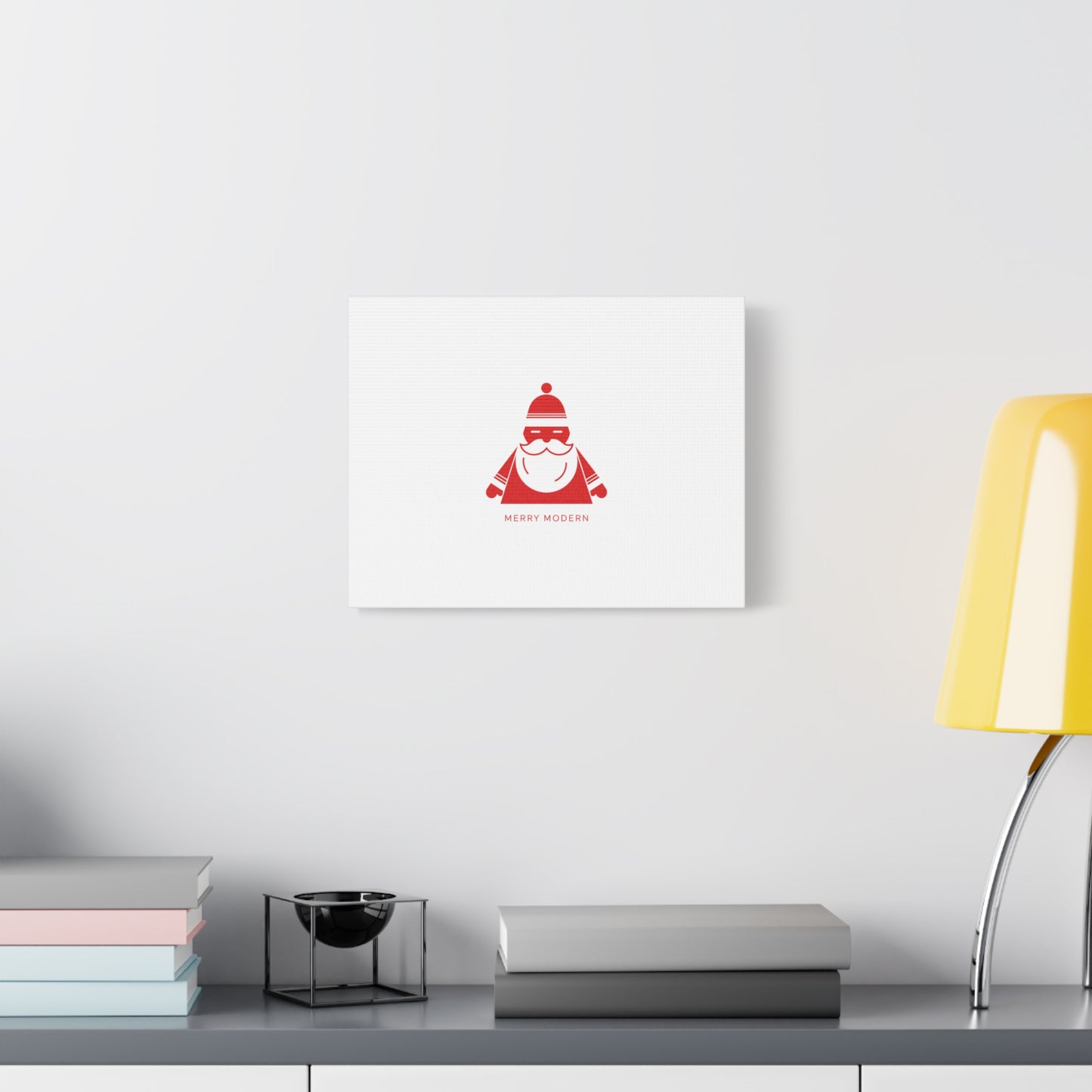 Minimal Santa Graphic Canvas | Modern Santa Graphic, Geometric Christmas Art