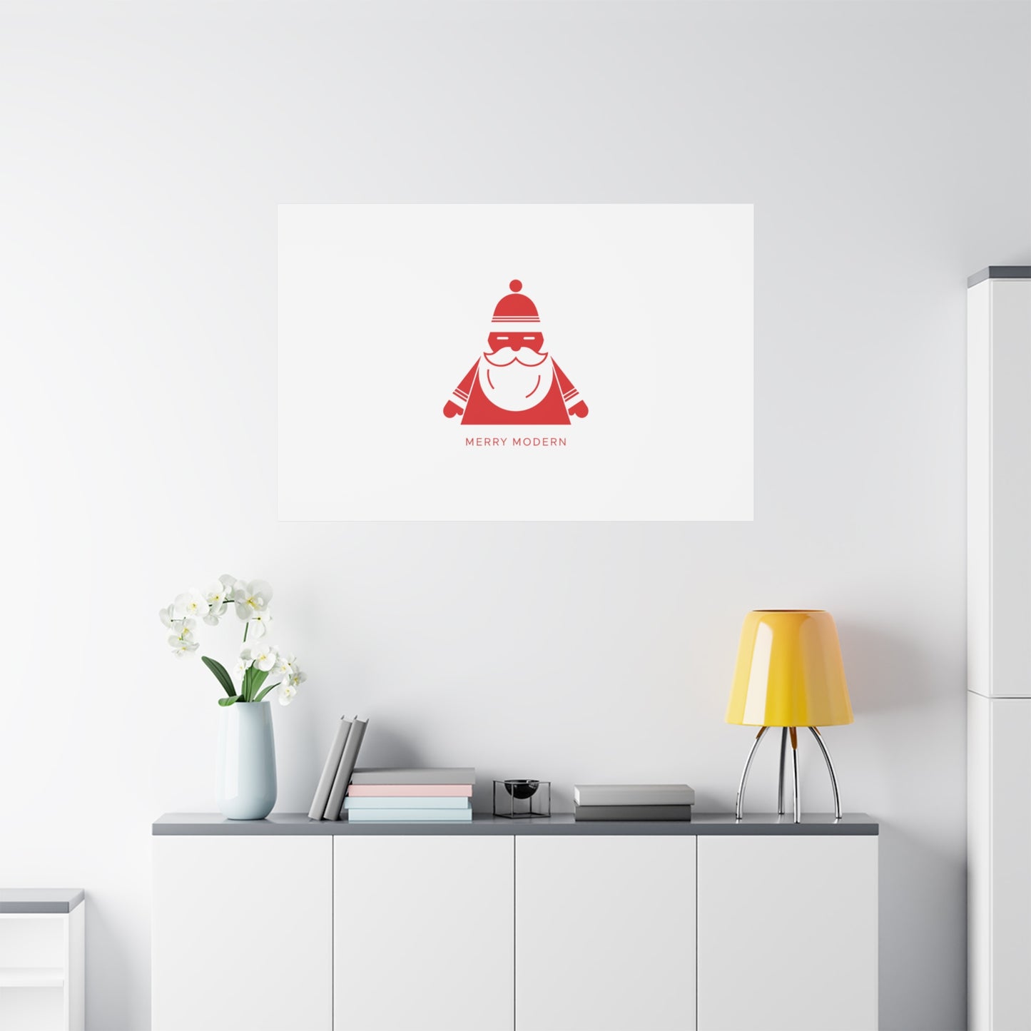 Minimal Santa Graphic Canvas | Modern Santa Graphic, Geometric Christmas Art