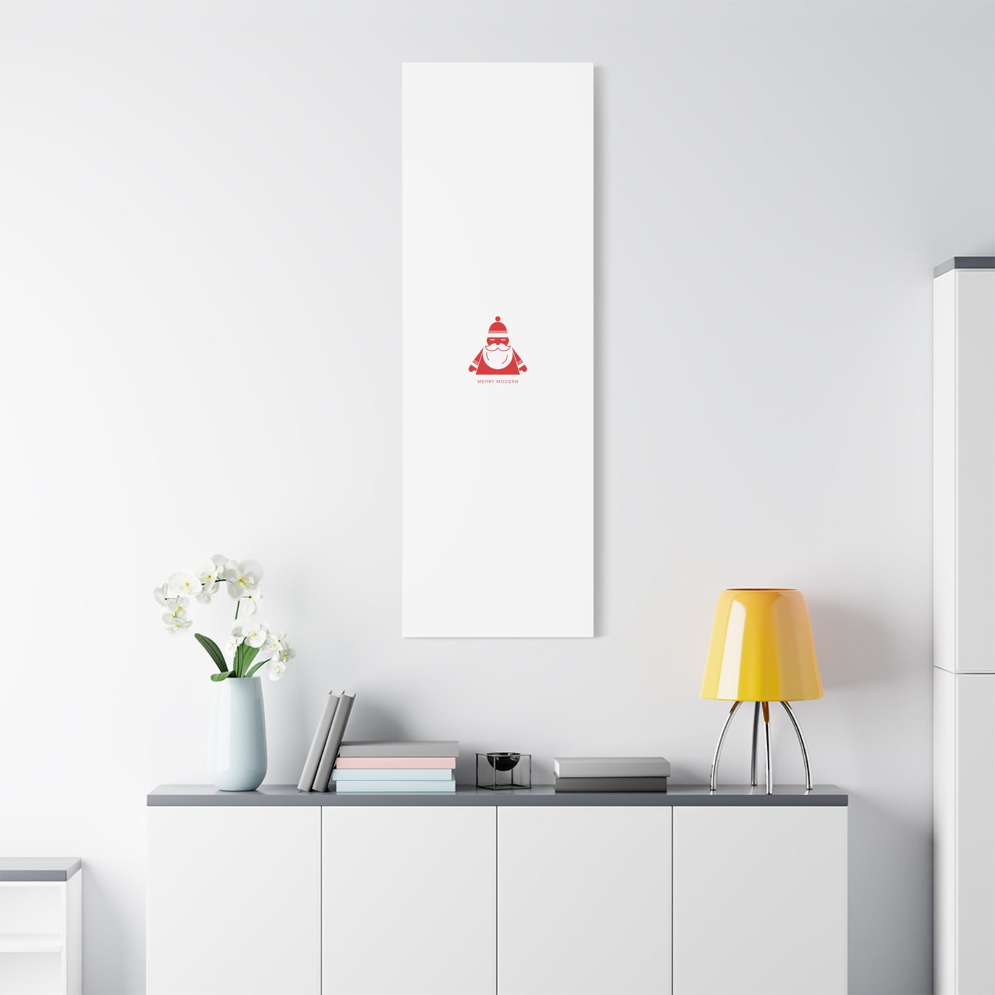 Minimal Santa Graphic Canvas | Modern Santa Graphic, Geometric Christmas Art