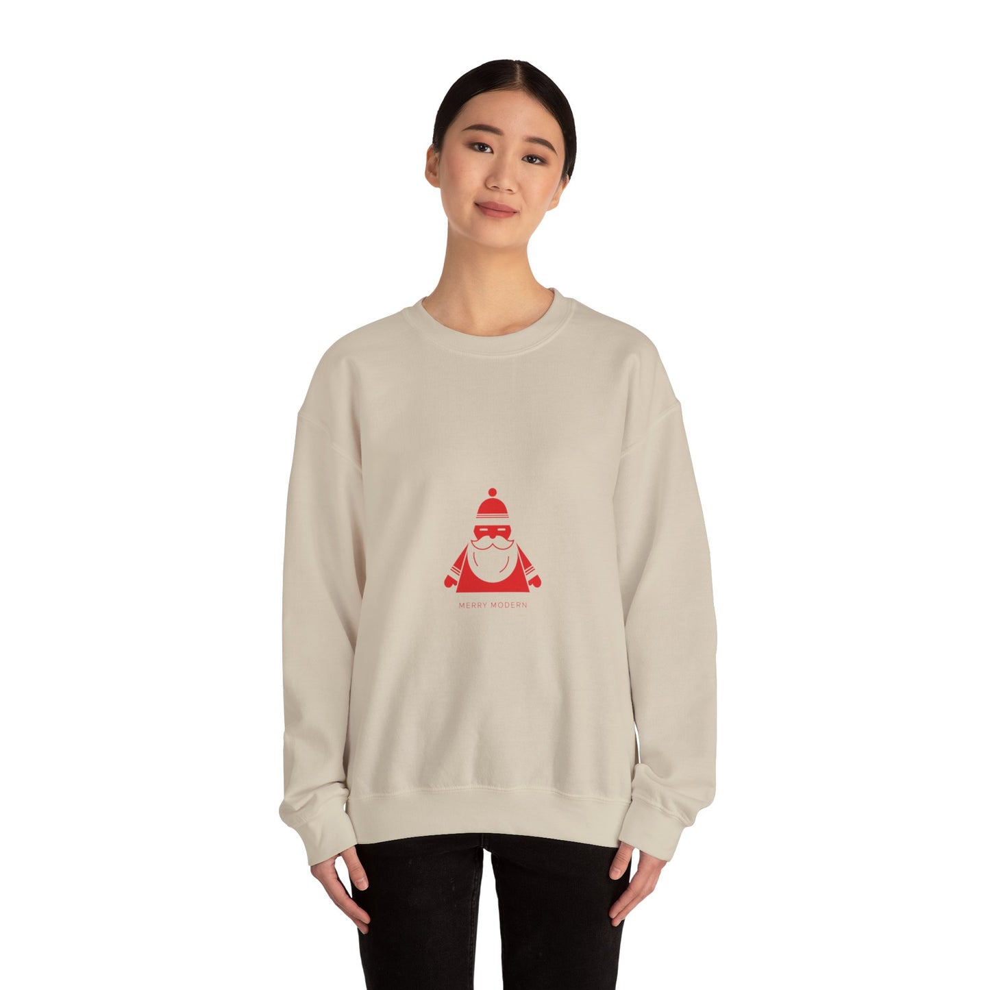Minimalist Santa geometric design Crewneck | modern santa graphic, abstract Christmas