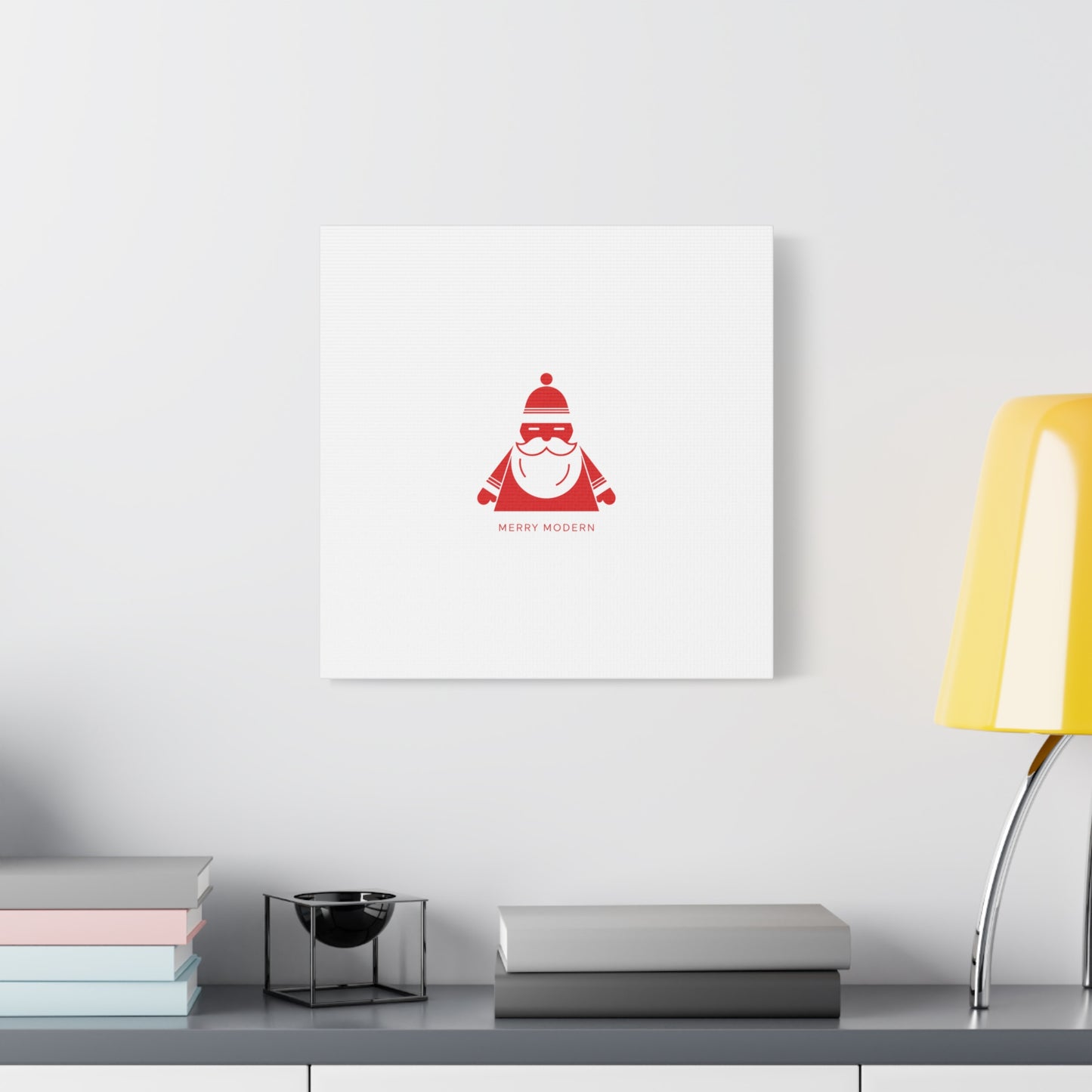 Minimal Santa Graphic Canvas | Modern Santa Graphic, Geometric Christmas Art
