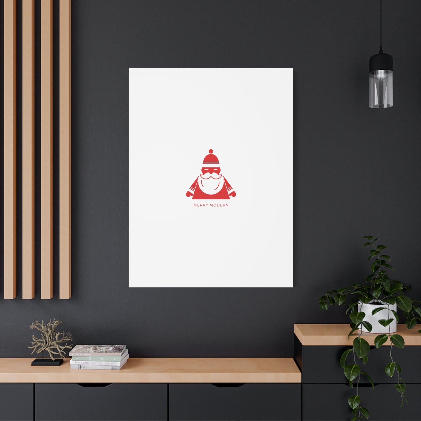 Minimal Santa Graphic Canvas | Modern Santa Graphic, Geometric Christmas Art