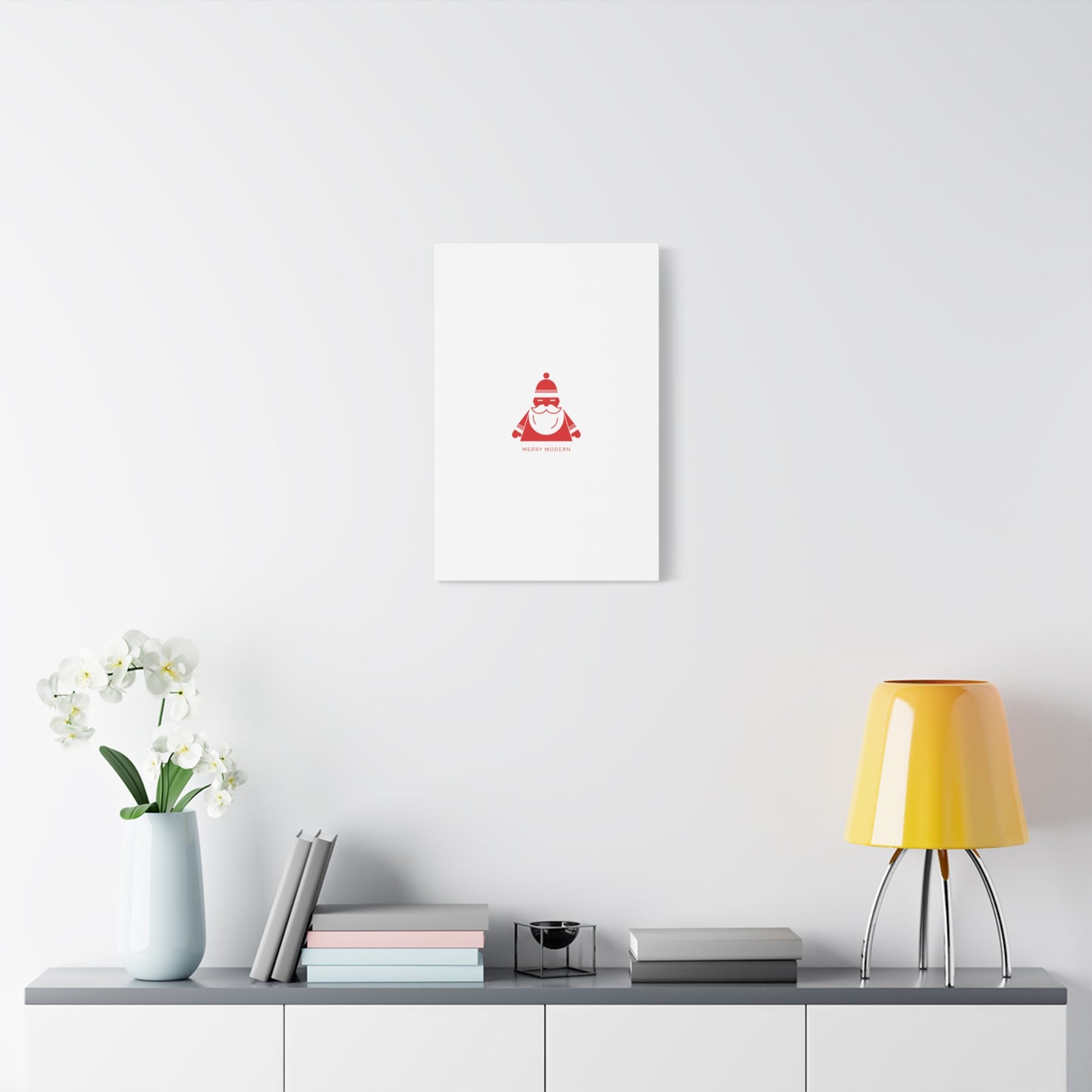 Minimal Santa Graphic Canvas | Modern Santa Graphic, Geometric Christmas Art