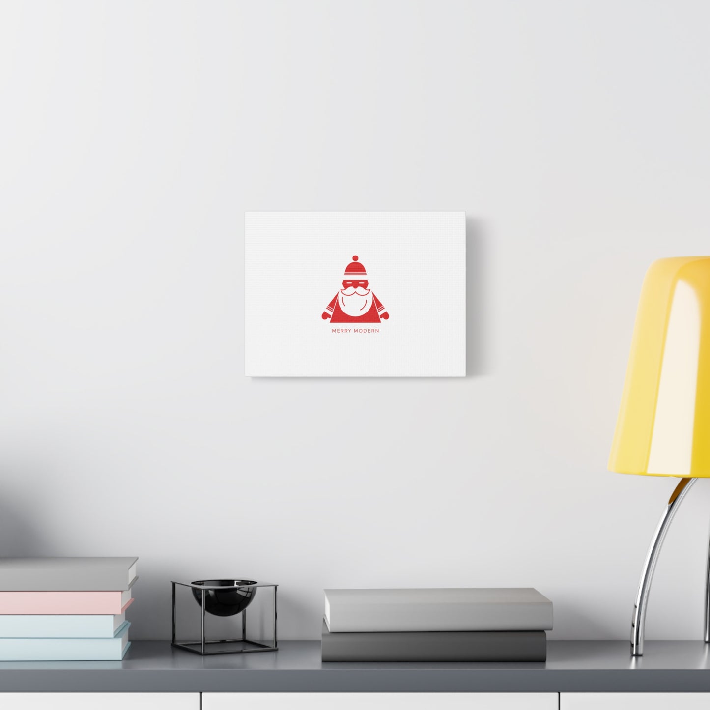 Minimal Santa Graphic Canvas | Modern Santa Graphic, Geometric Christmas Art