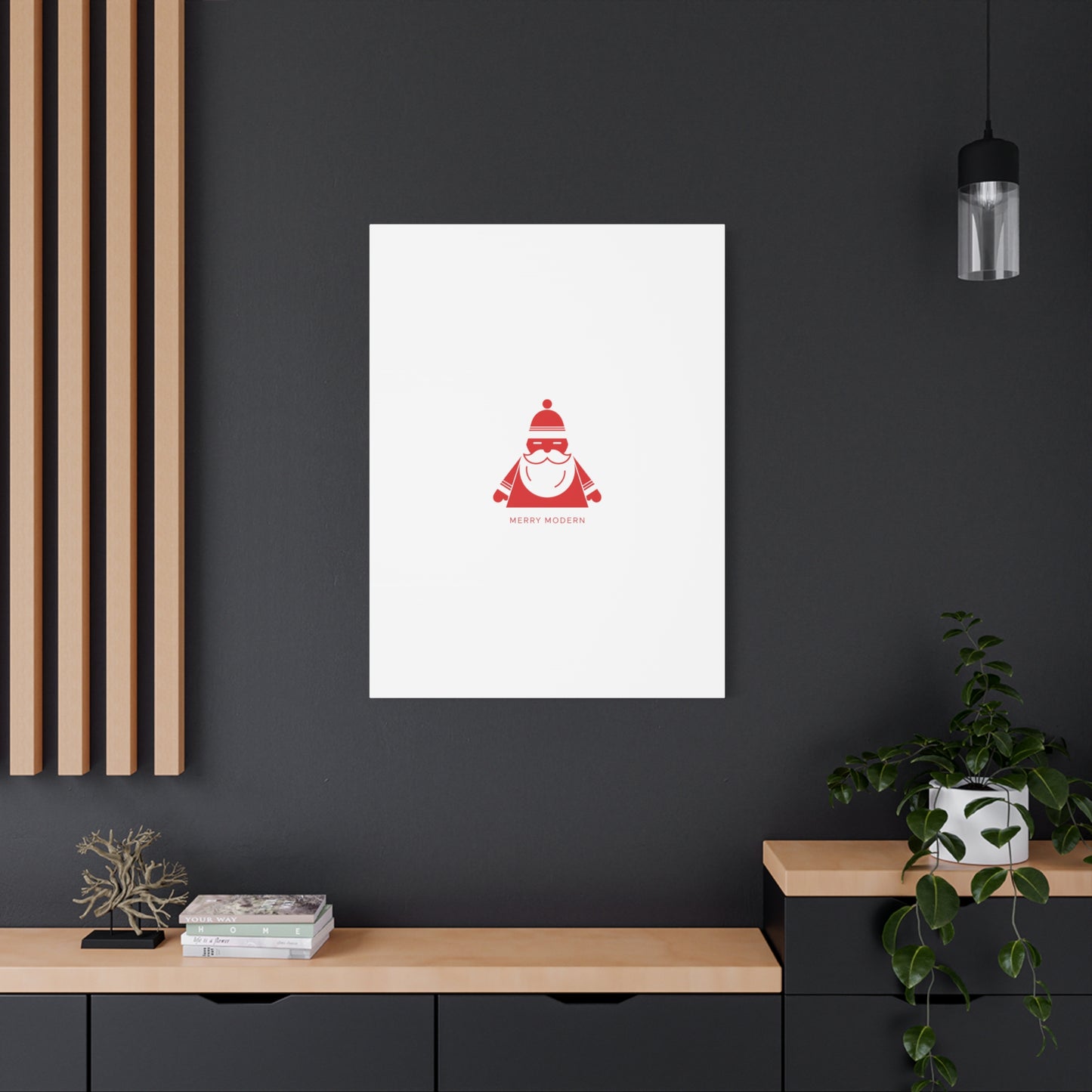 Minimal Santa Graphic Canvas | Modern Santa Graphic, Geometric Christmas Art
