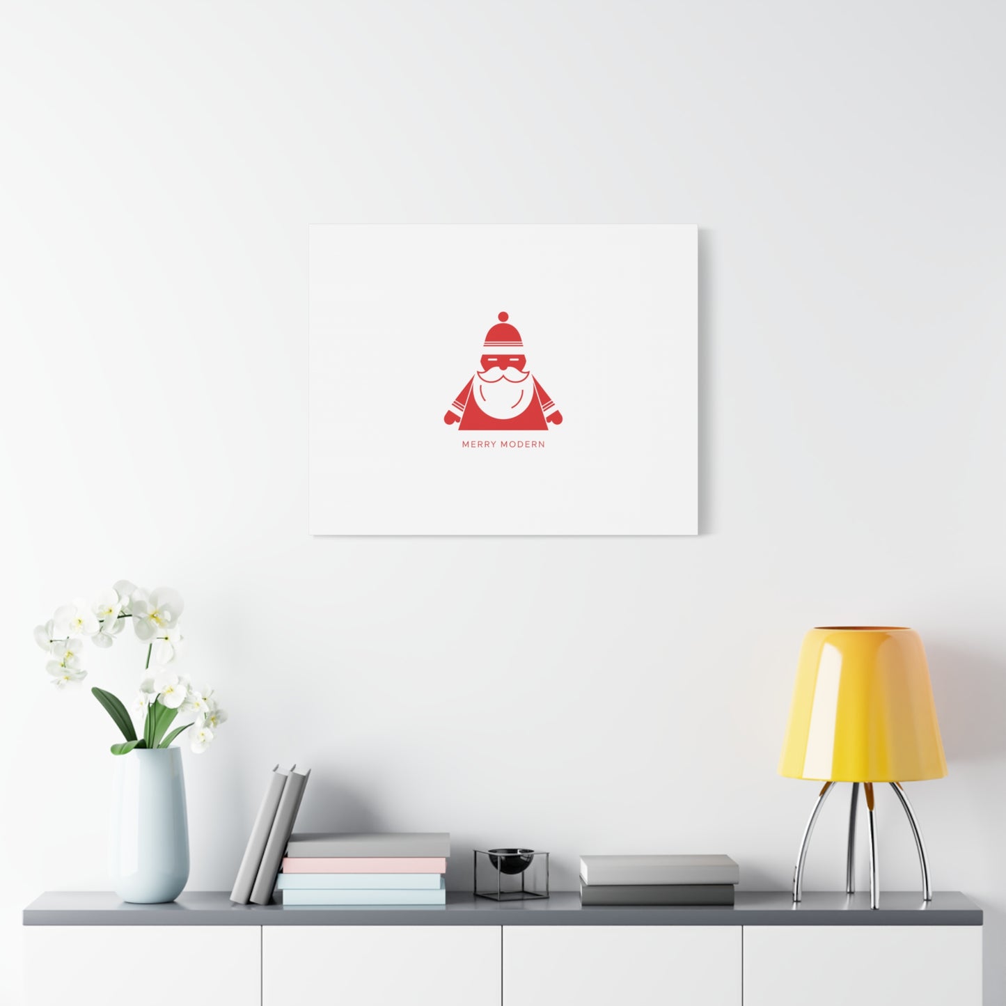 Minimal Santa Graphic Canvas | Modern Santa Graphic, Geometric Christmas Art