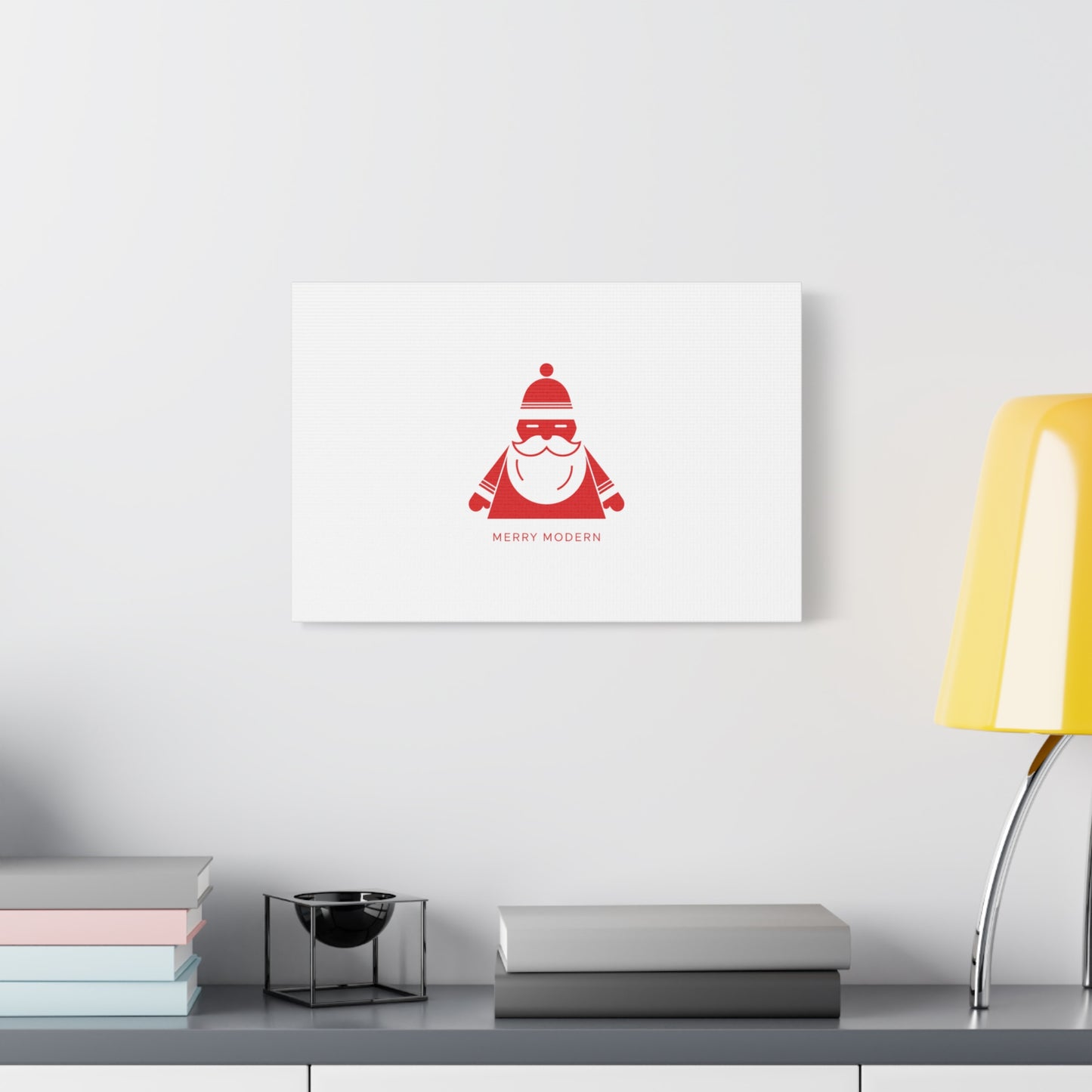 Minimal Santa Graphic Canvas | Modern Santa Graphic, Geometric Christmas Art